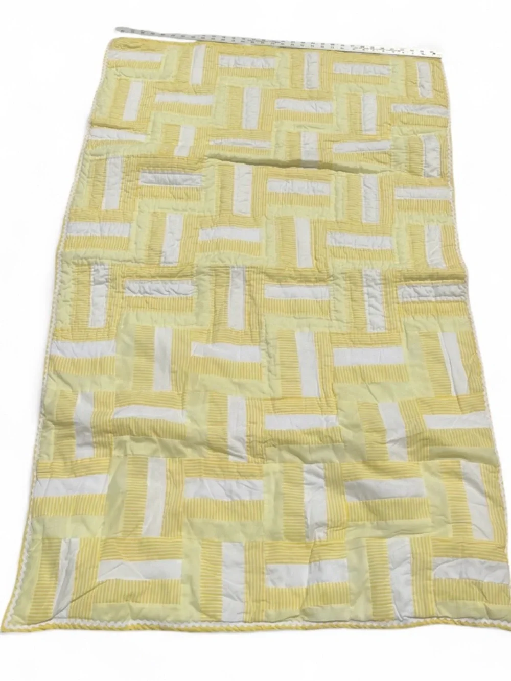 Yellow and White Patchwork Baby Quilt - Soft Home Bedding